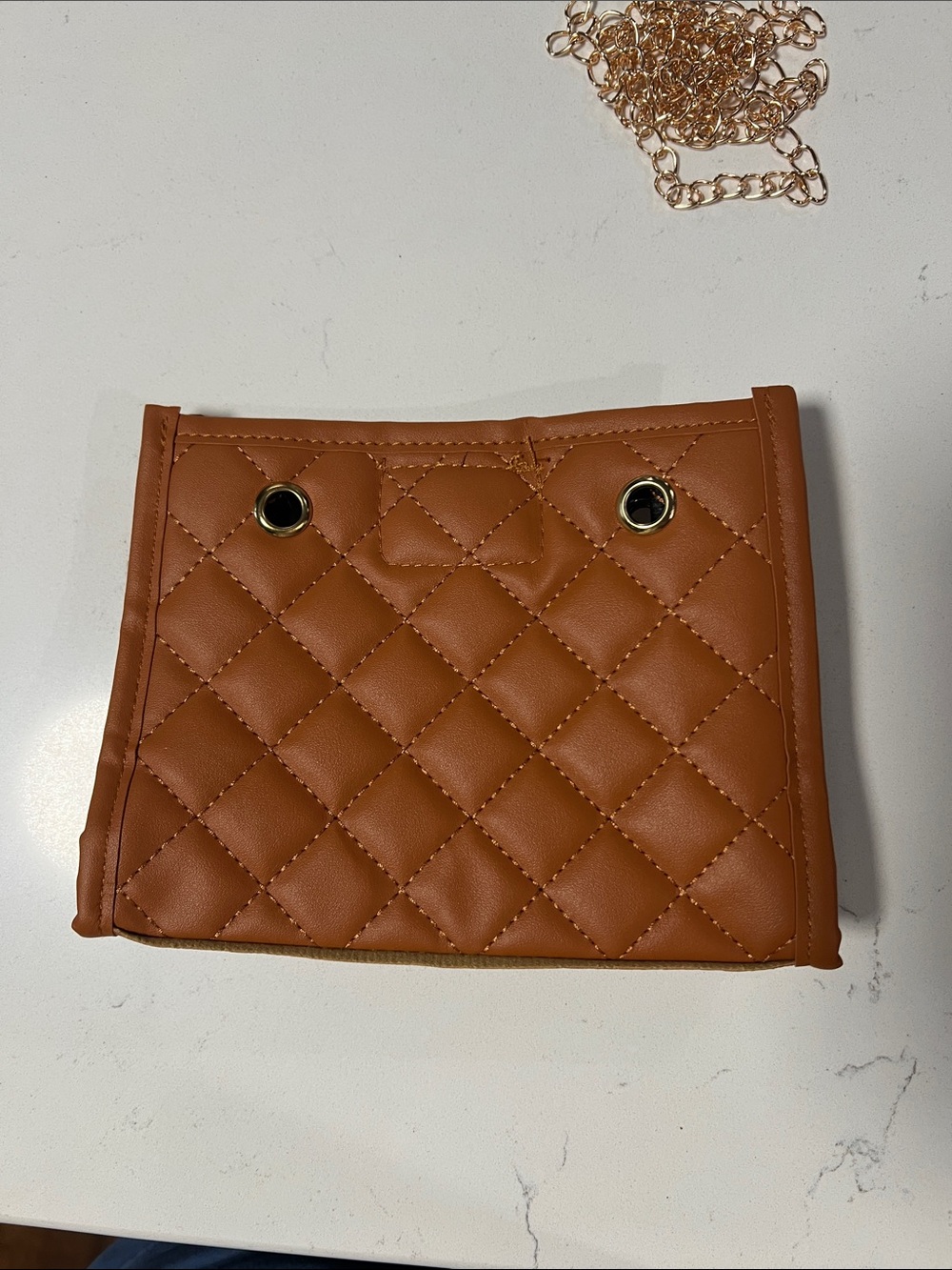 Quilted Brown Leatherette Crossbody Panel - Picture 2 of 6